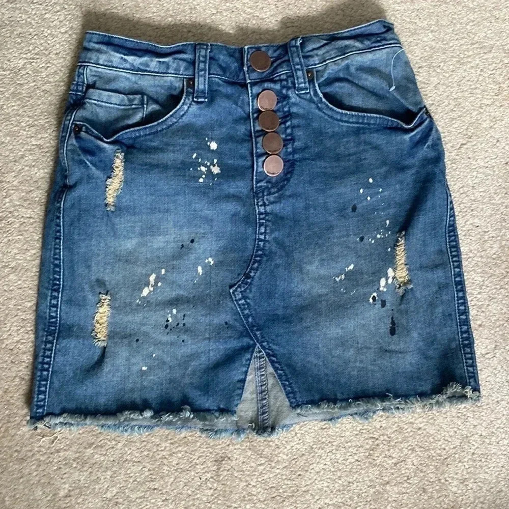 O’Neill Jean skirt size 1 blue denim, button fly mini skirt